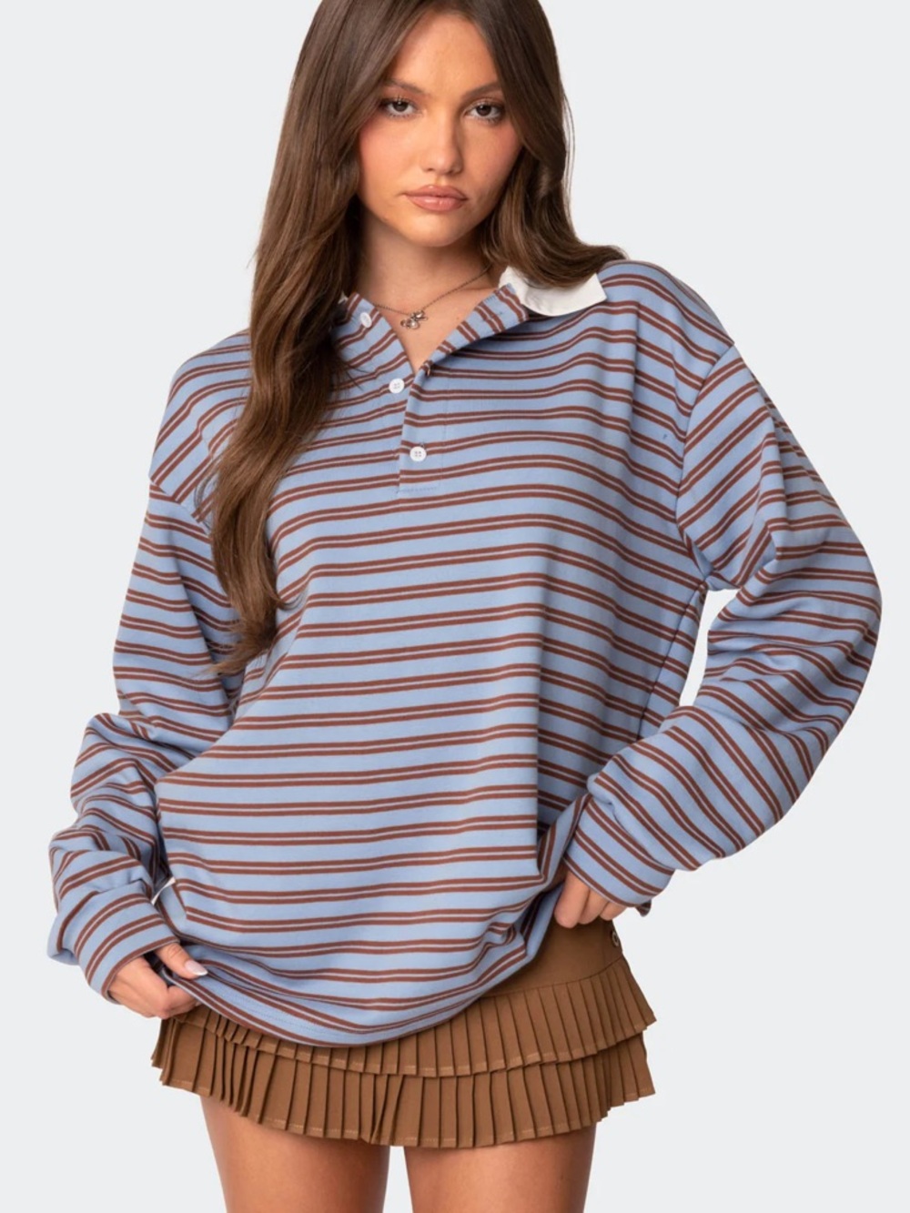 Edikted Stripey Oversized Collared Shirt